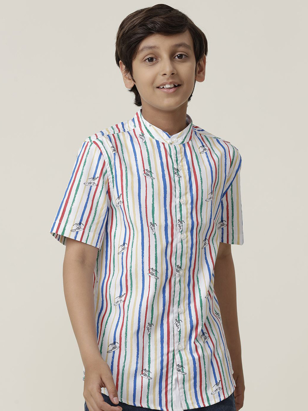 UNDER FOURTEEN ONLY Boys Multi Stripes Opaque Striped Casual Shirt