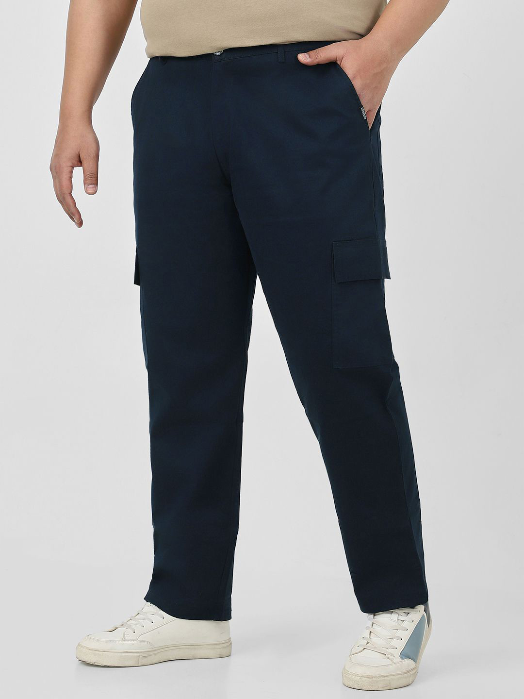 Urbano Plus Men's Navy Regular Fit Solid Cargo Chino Pant with 6 Pockets Stretchable