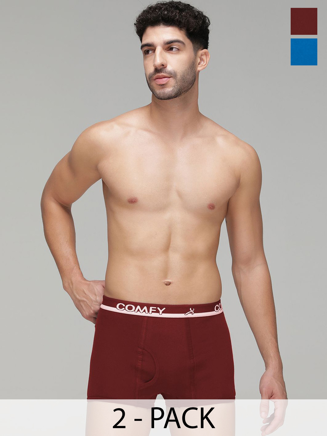 AMUL COMFY Pack Of 2 Pure Cotton Mini Trunks - AC-MTROE-MA-SB-XS-2PC