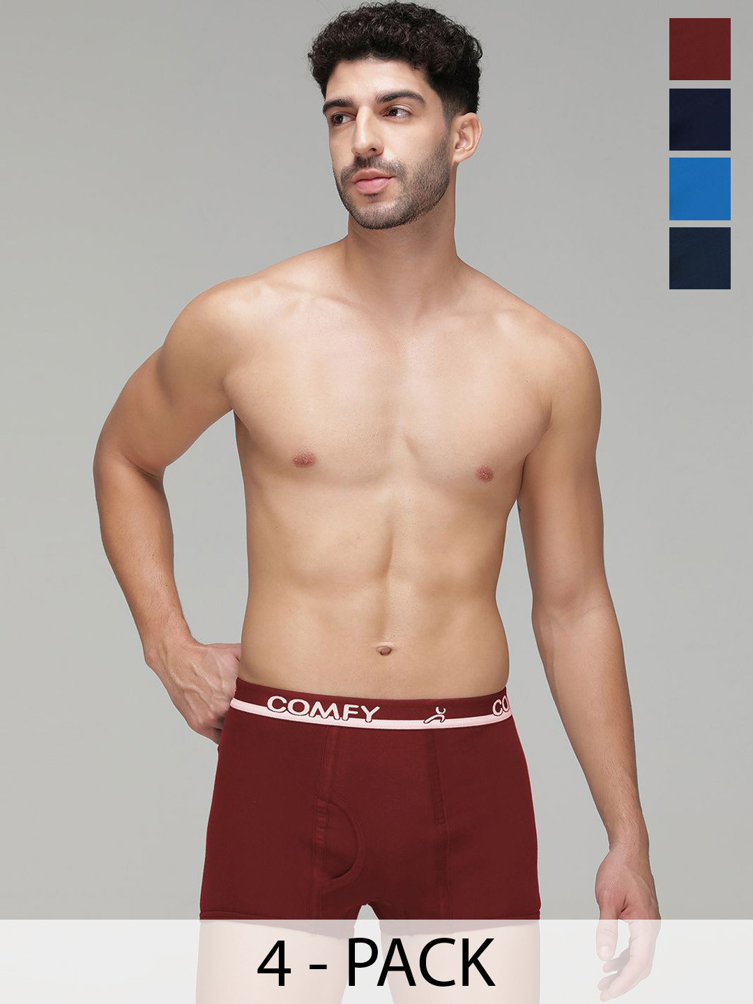 AMUL COMFY Pack Of 4 Pure Cotton Mini Trunks - AC-MTROE-NY-AF-MA-SB-XL-4PC