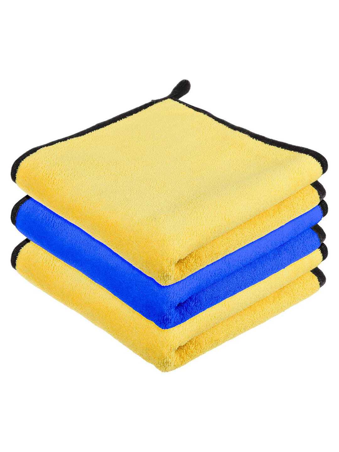 Kuber Industries Pack Of 3 Yellow 400 GSM Microfiber Cleaning Cloth With Hanging Loop