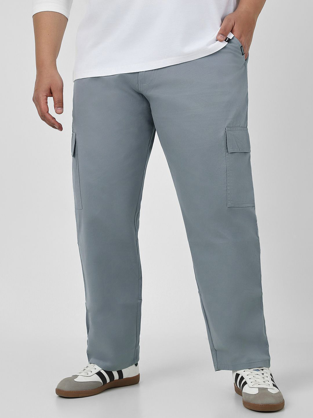 Urbano Plus Men's Light Blue Regular Fit Solid Cargo Chino Pant with 6 Pockets Stretchable