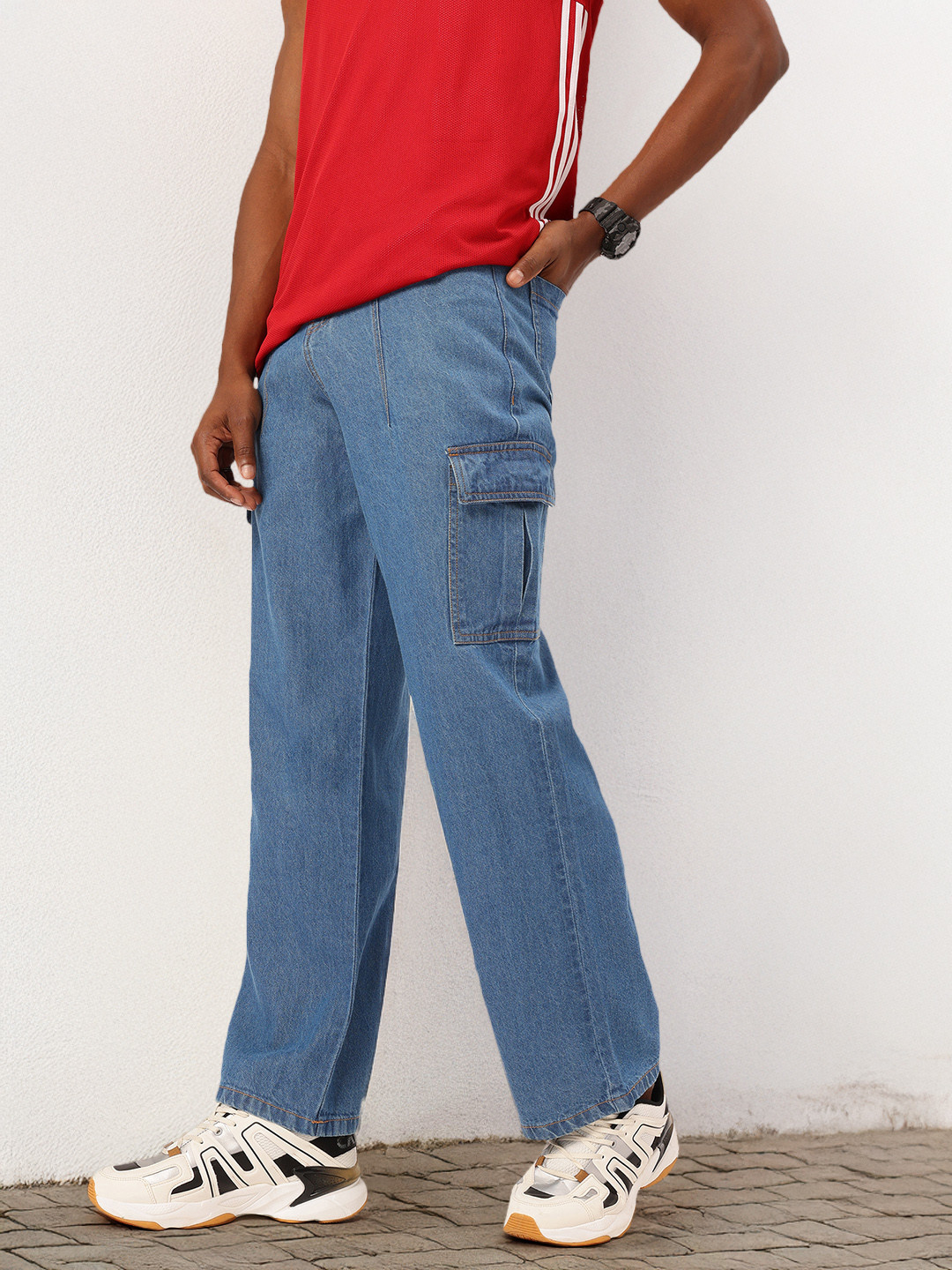 Kook N Keech Men Wide Leg Cargo Jeans