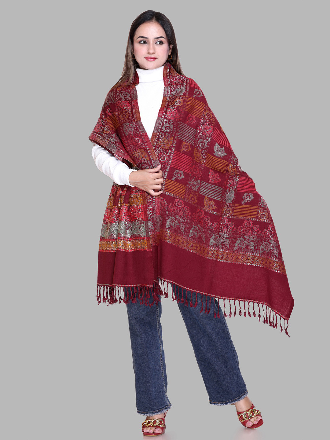 Tones-N-Shades Floral Woven Design Stole