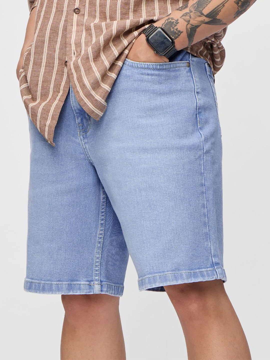 The Souled Store Men Denim Stormy Blue Shorts