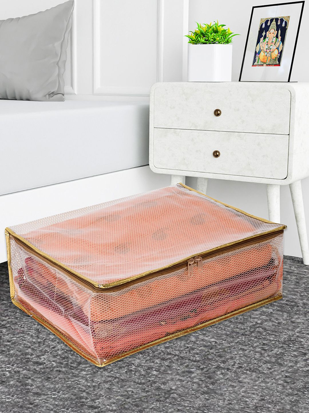 Kuber Industries Transparent & Gold-Toned Multi-Utility Wardrobe Organisers