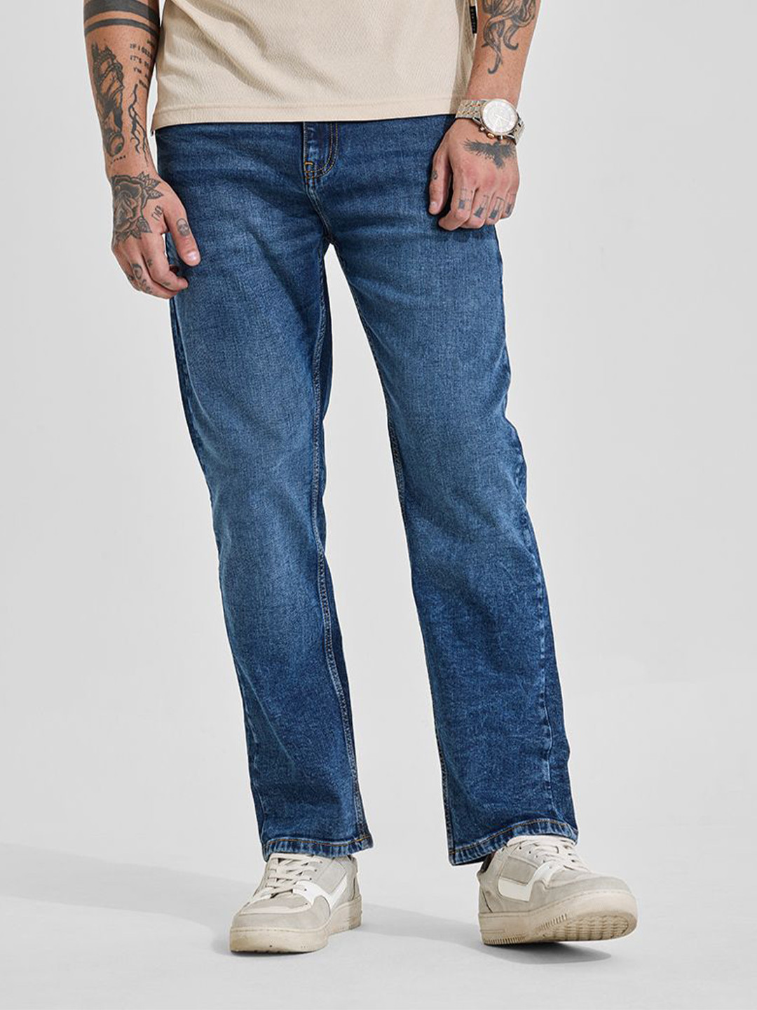 Snitch Men Slim Deep Midnight Navy Blue Mid-Rise Slim Fit Jeans