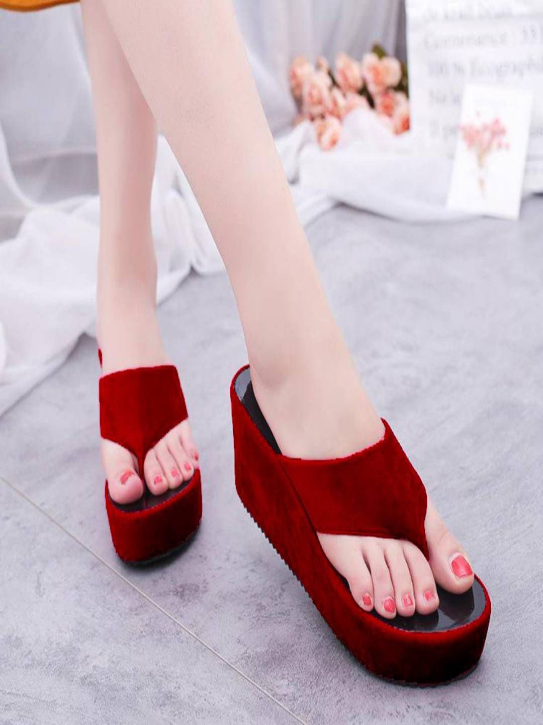 GLO GLAMP Women Slip-On Wedge-Heeled Sandals