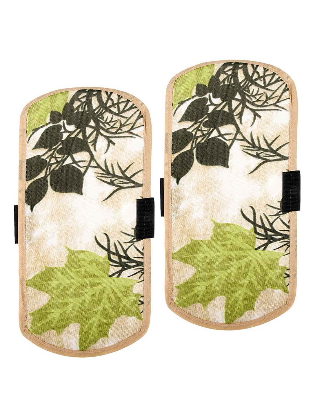 Kuber Industries Beige & Green 2 Pieces Tree Kniting Design Fridge Handle Covers