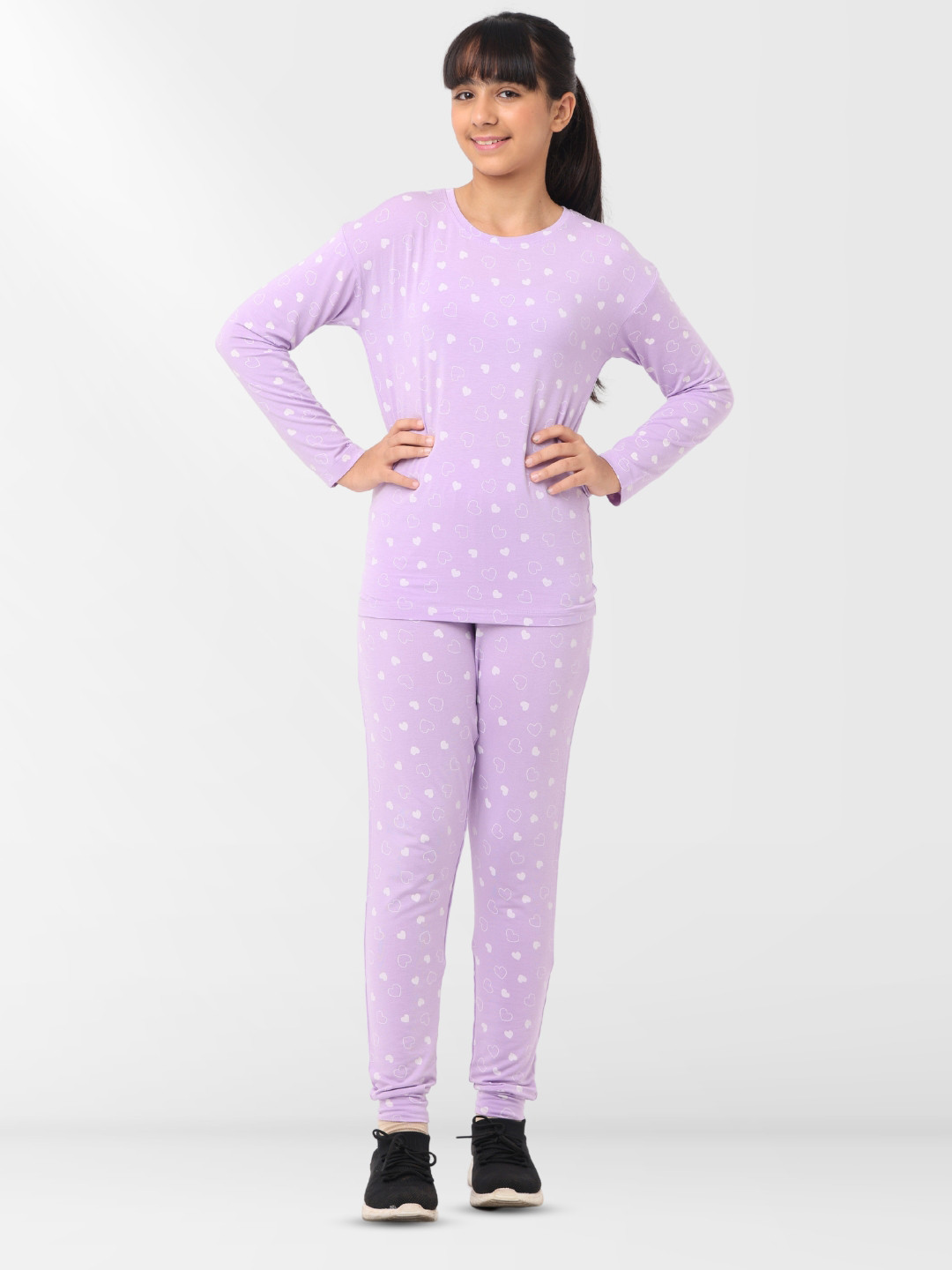 Nuego Girls All Over Print Modal T-Shirt with Pants Night Suit