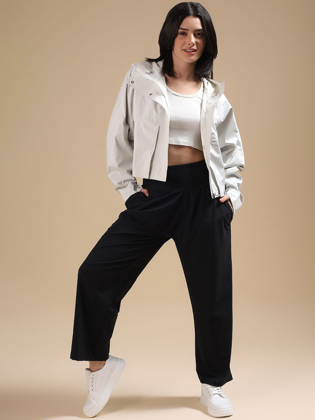 RYZ Women Lightweight Training or Gym Tailored Jacket with Patchwork