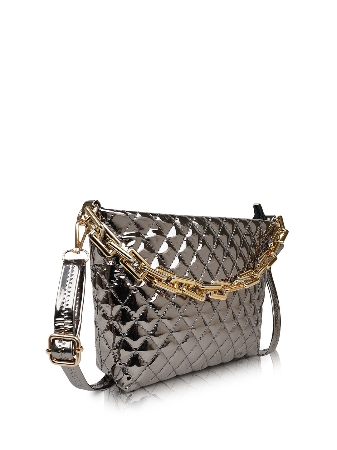 ROMOFY Quilted Synthetic Leather Structured Sling Bag