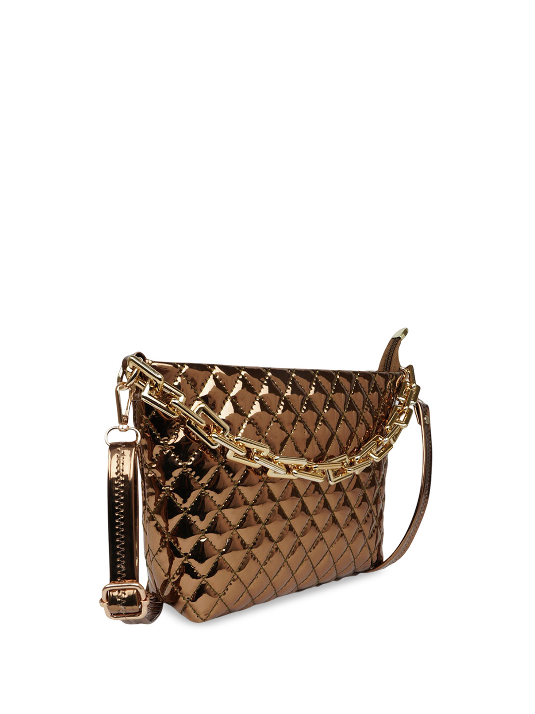 ROMOFY Quilted Synthetic Leather Structured Sling Bag