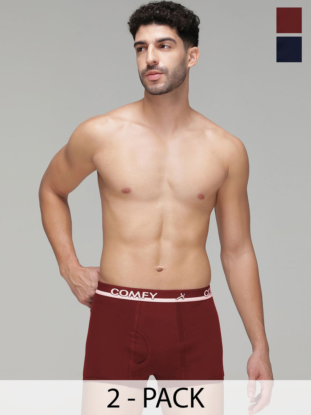 AMUL COMFY Pack Of 2 Pure Cotton Mini Trunks - AC-MTROE-NY-MA-XS-2PC