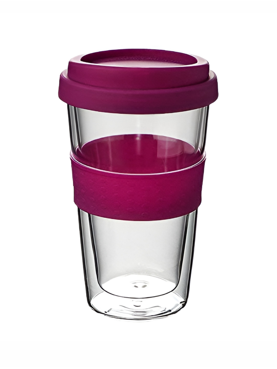 Baskety Purple Typography Glass Microwave Safe 2 Piece Mugs with Lid-350ml