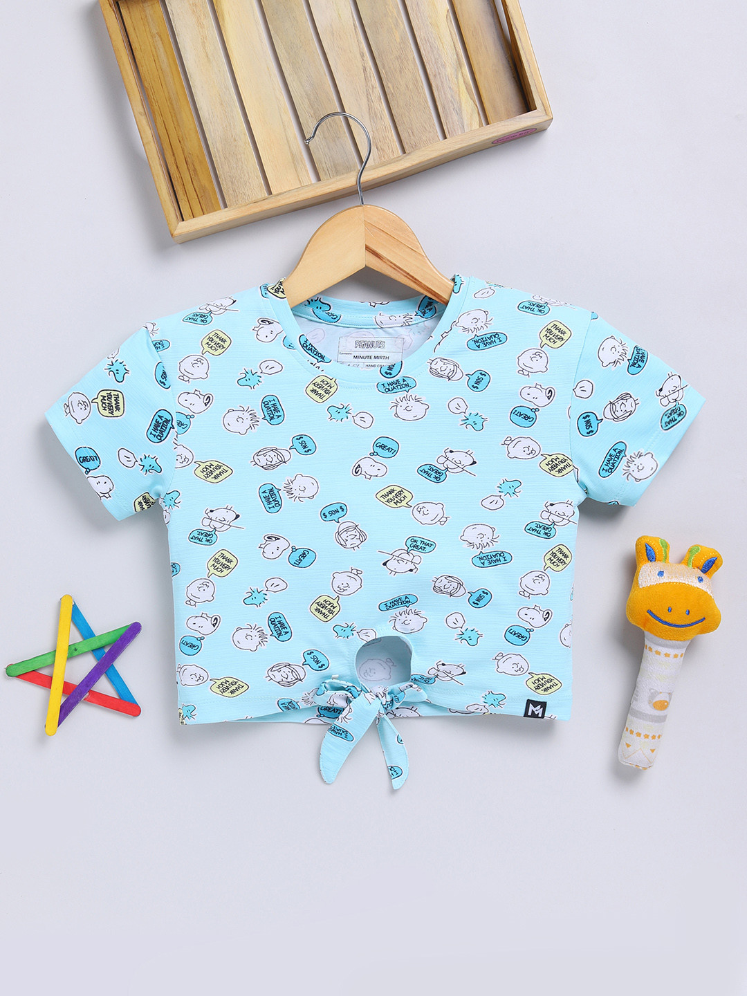 YK X Minute Mirth Girls Peanuts Printed Crop Top