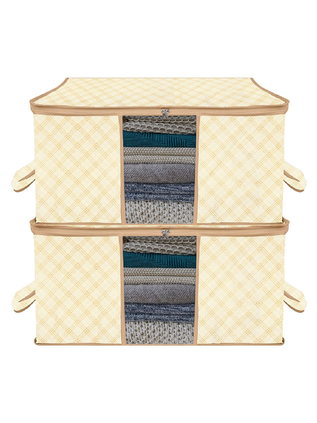 Kuber Industries Cream-Coloured & Brown 2 Pieces Regular Swab Storage Organisers