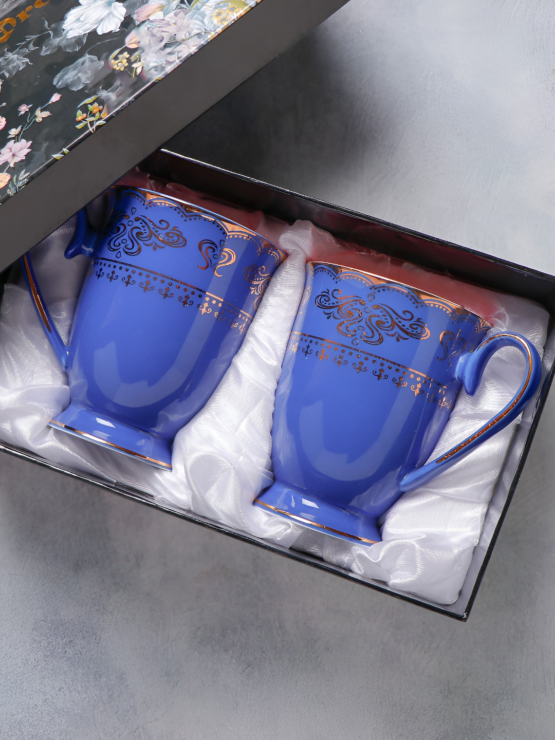 Archies Blue & Pink 2 Pieces Printed Ceramic Glossy Easy Clean Mugs 350 ml Each