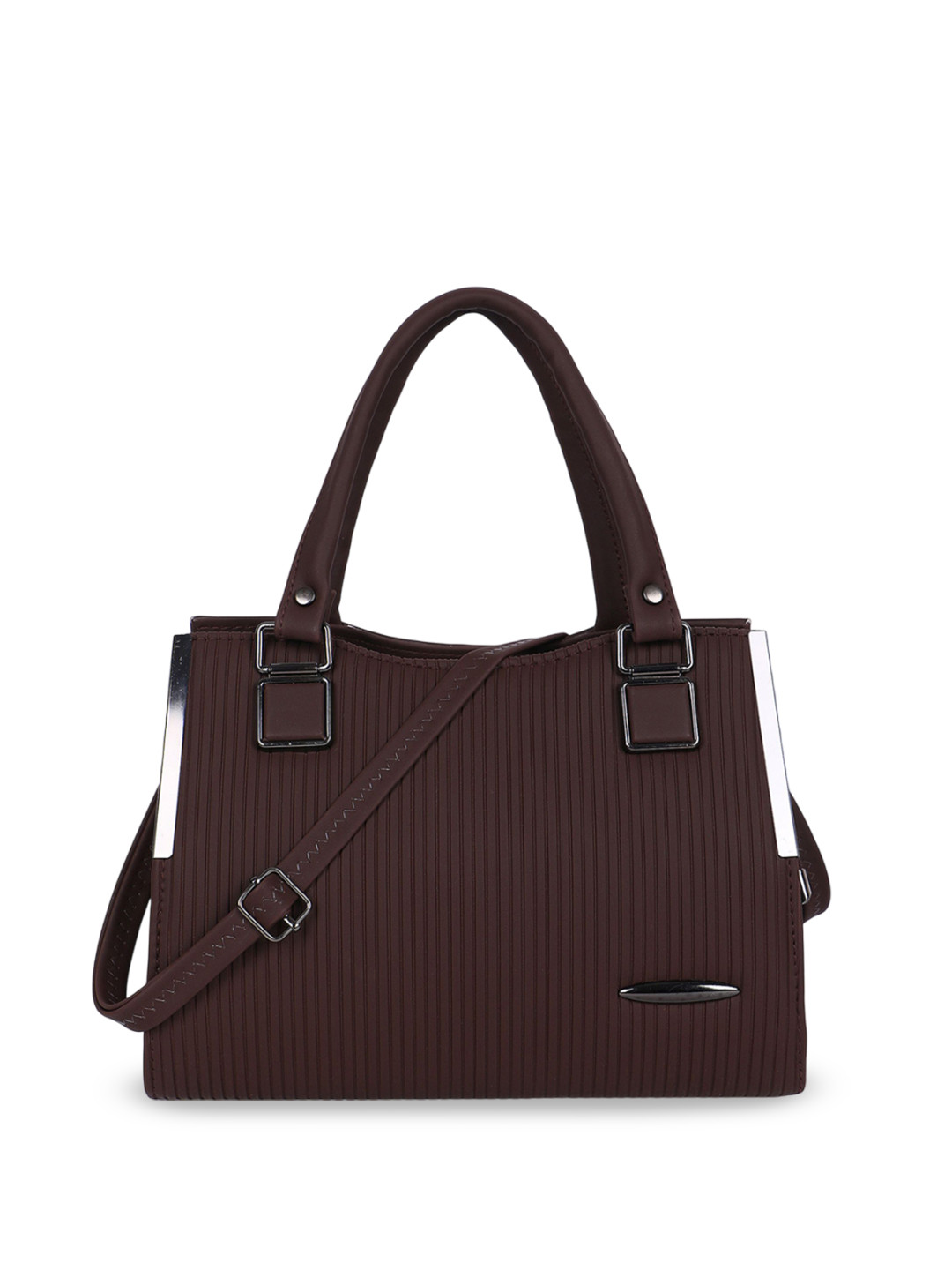 LADY QUINTON Striped PU Oversized Structured Handheld Bag with Fringed