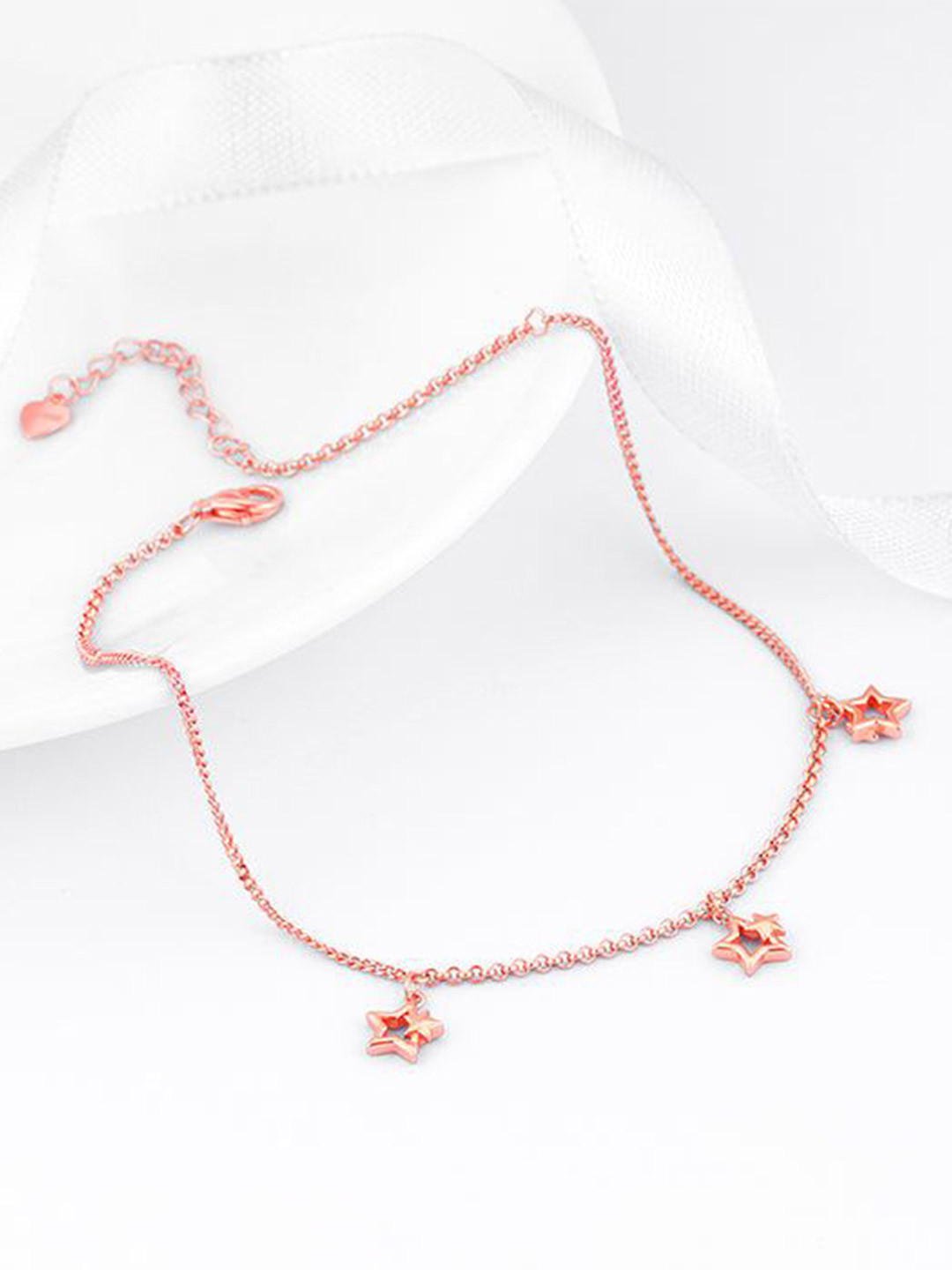 GIVA 925 Silver Rose Gold-Plated Merging Stars Anklets