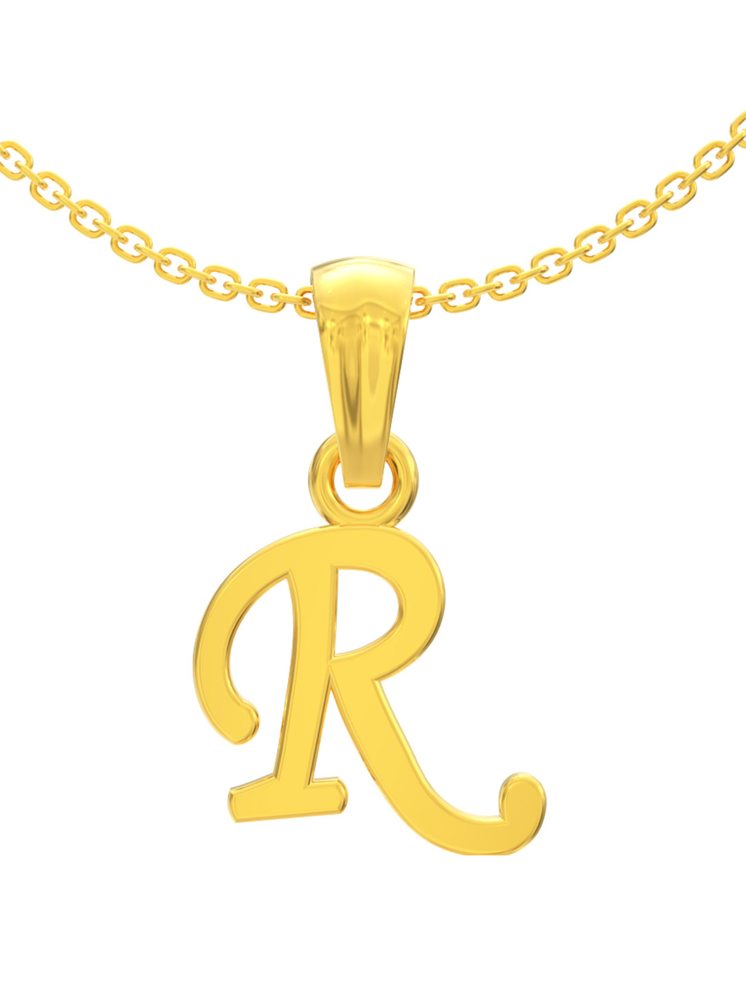WHP JEWELLERS Minimalist R Locket 22 KT Yellow Gold Pendant For Women.