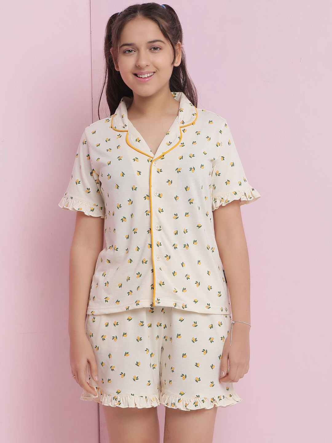 Lil Tomatoes Graphic Top with Shorts Night Suit