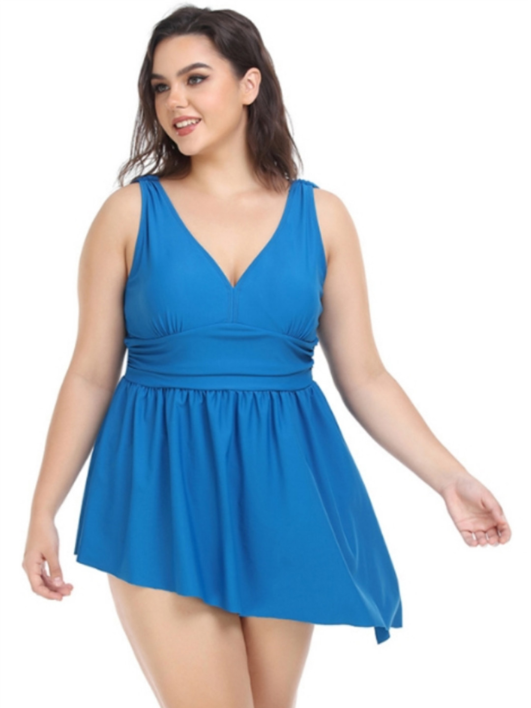Plus Curvves Sleeveless Two-Piece Tankini Swim Dress