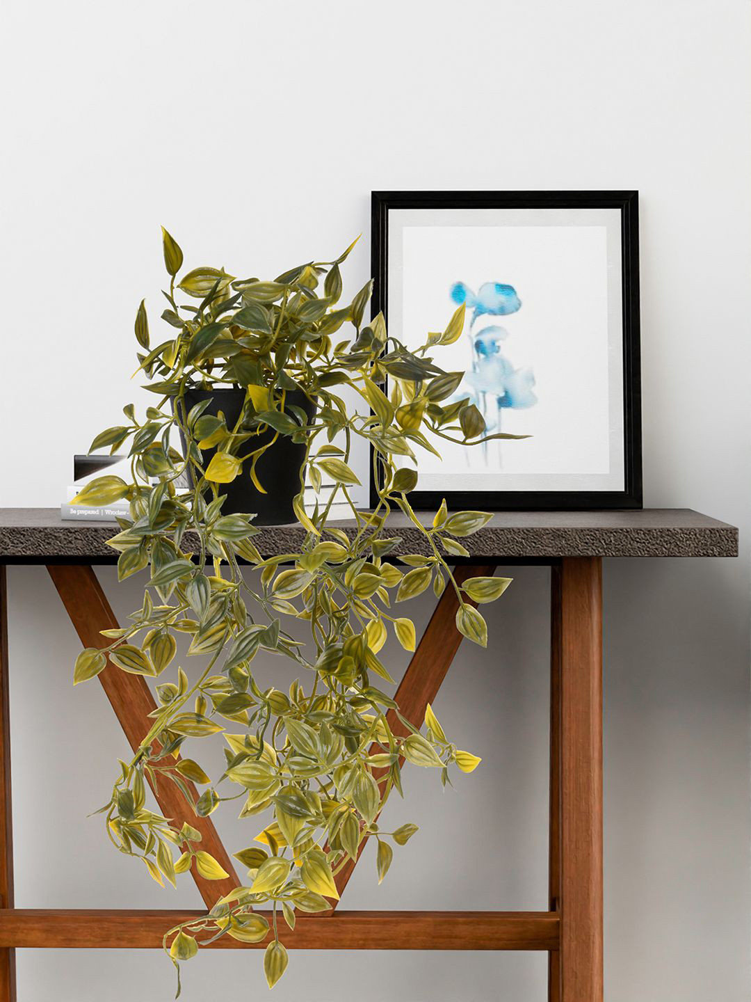 Kuber Industries Green and Yellow Leaf Pot Artificial Flower