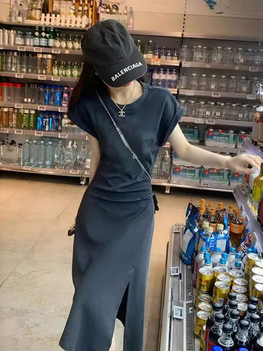 DressBerry Women Cap Sleeve Side Slits T-shirt Dress