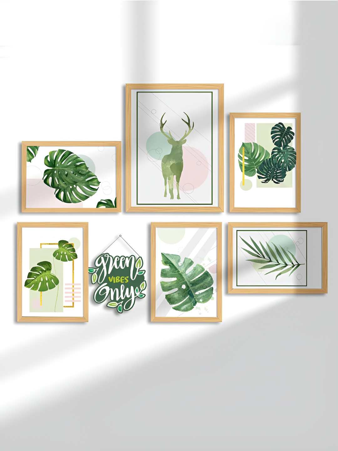 Myntra Elegant Homes Botanical Art Synthetic Wood 7 Piece Rectangle Paintings Wall Art