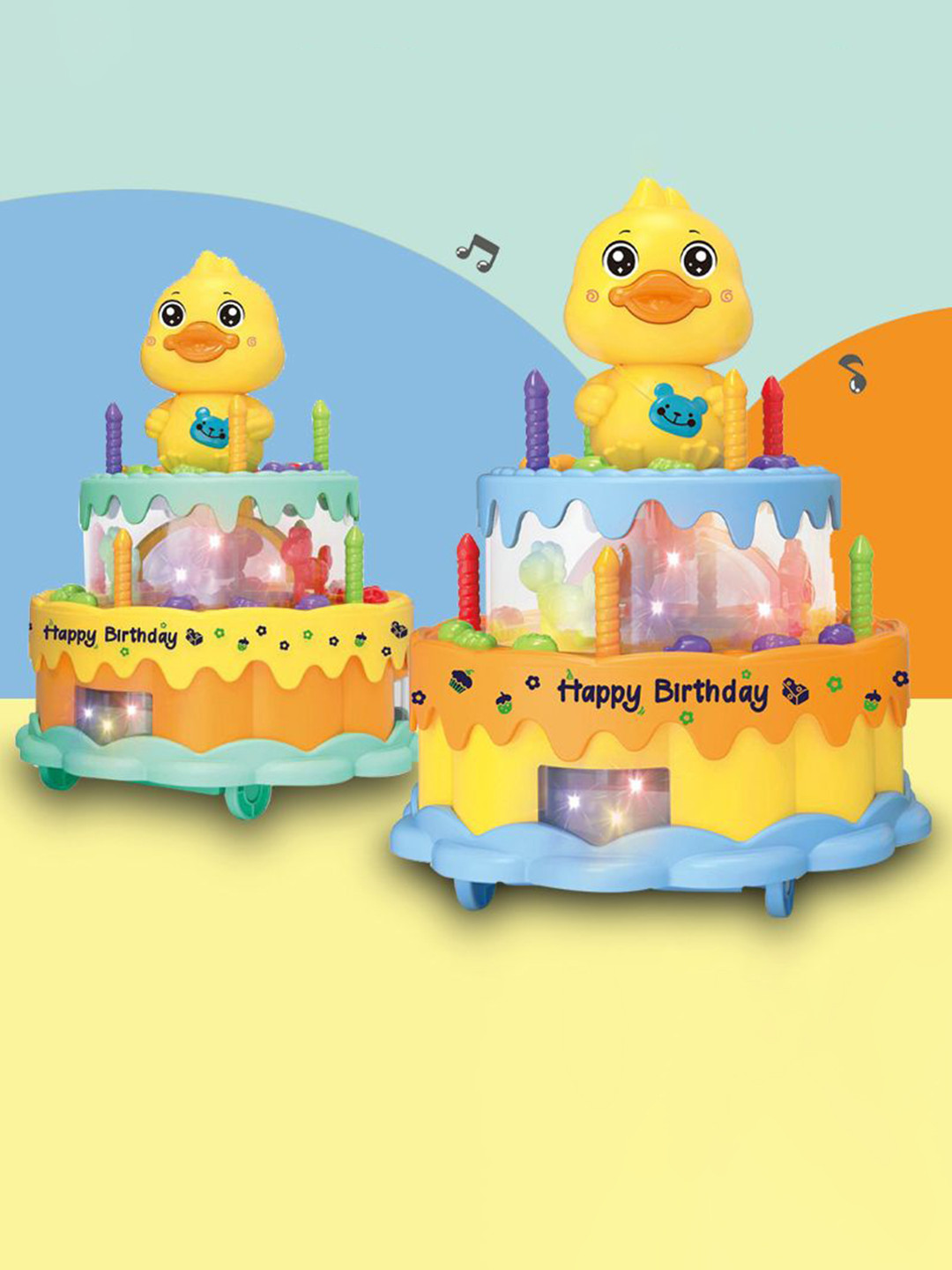 ADKD  Happy Birthday Cake Toy With Rotating Duck a& Lights