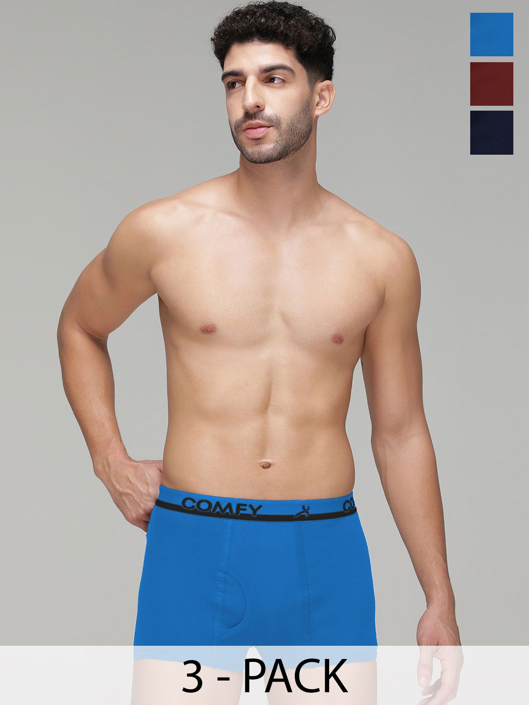 AMUL COMFY Pack Of 3 Pure Cotton Mini Trunks - AC-MTROE-MA-SB-NY-XS-3PC