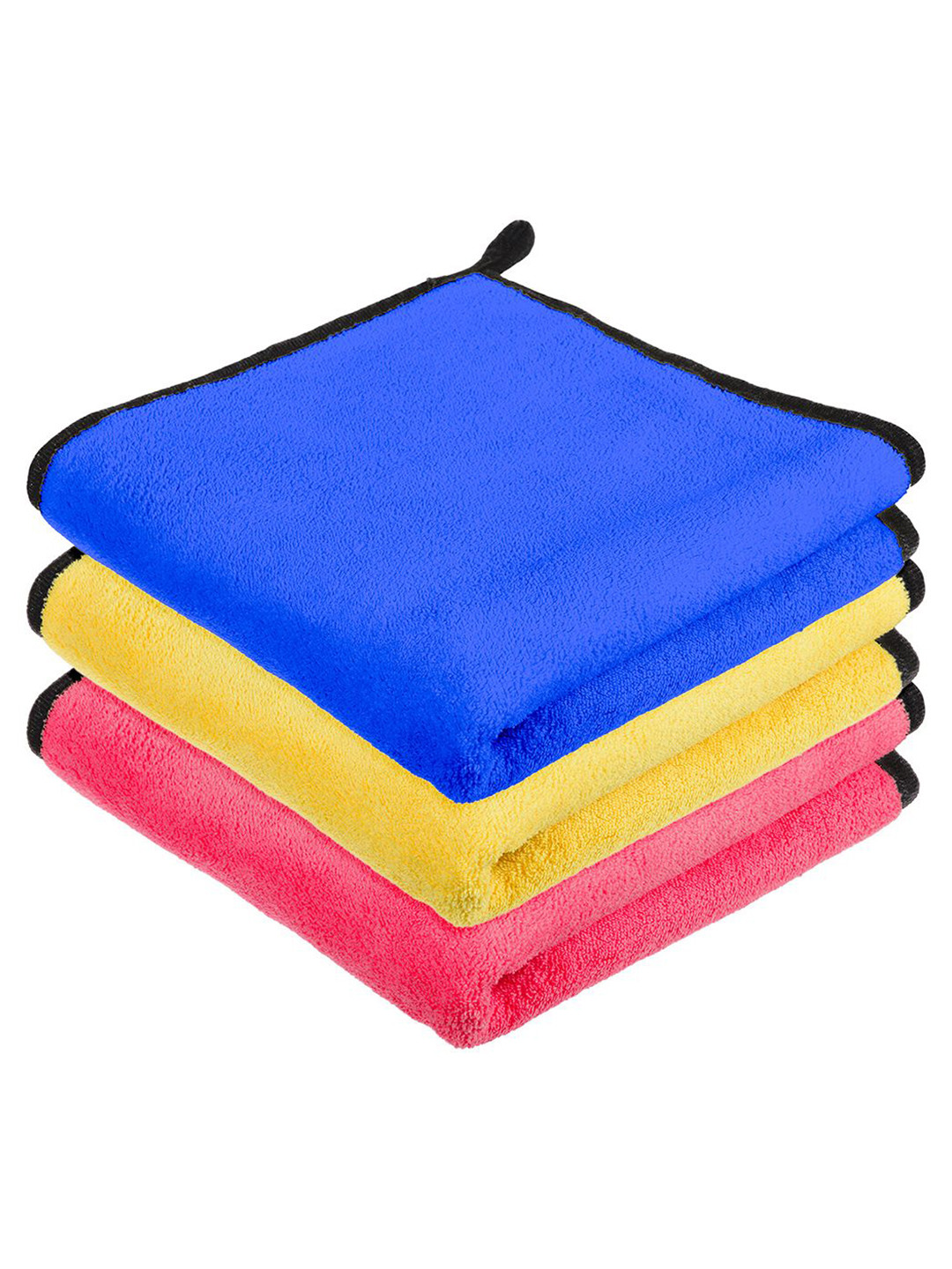 Kuber Industries Blue Pack Of 3 Microfiber 400 GSM Cleaning Cloth With Hanging Loop