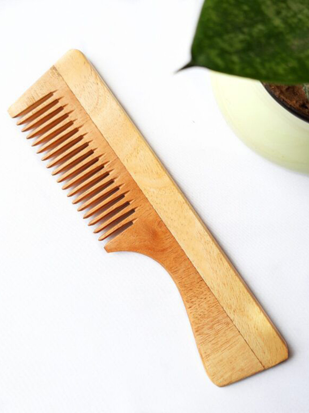 The Earth Trading Unisex Pure Kacchi Neem Detangle Rat-Tail Wooden Comb - TET0000015 Brown