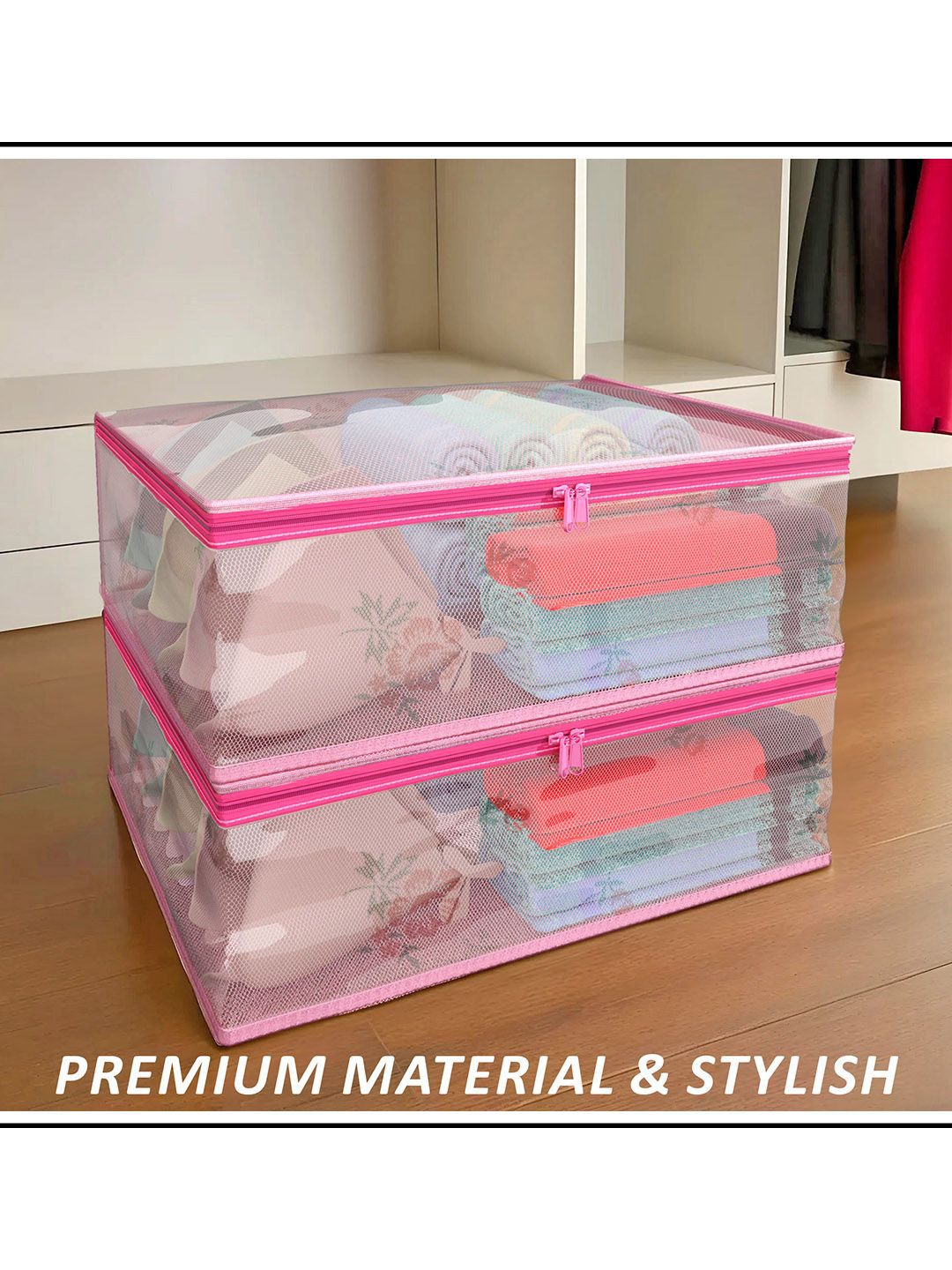 Kuber Industries Pink & Transparent Under Garment Kit