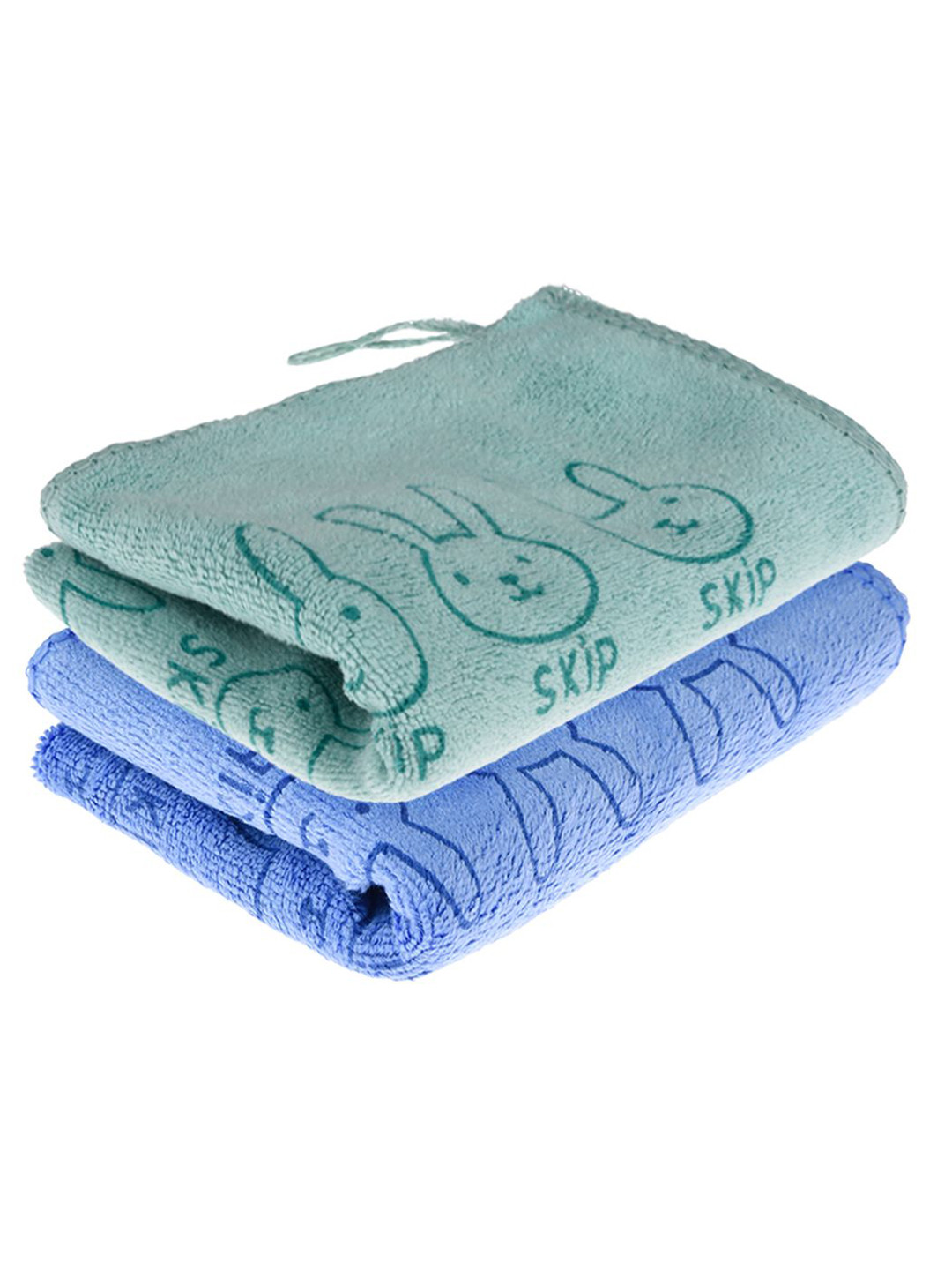 Kuber Industries Pack Of 2 Green & Blue Reusable Skip Printed Cleaning Cloth