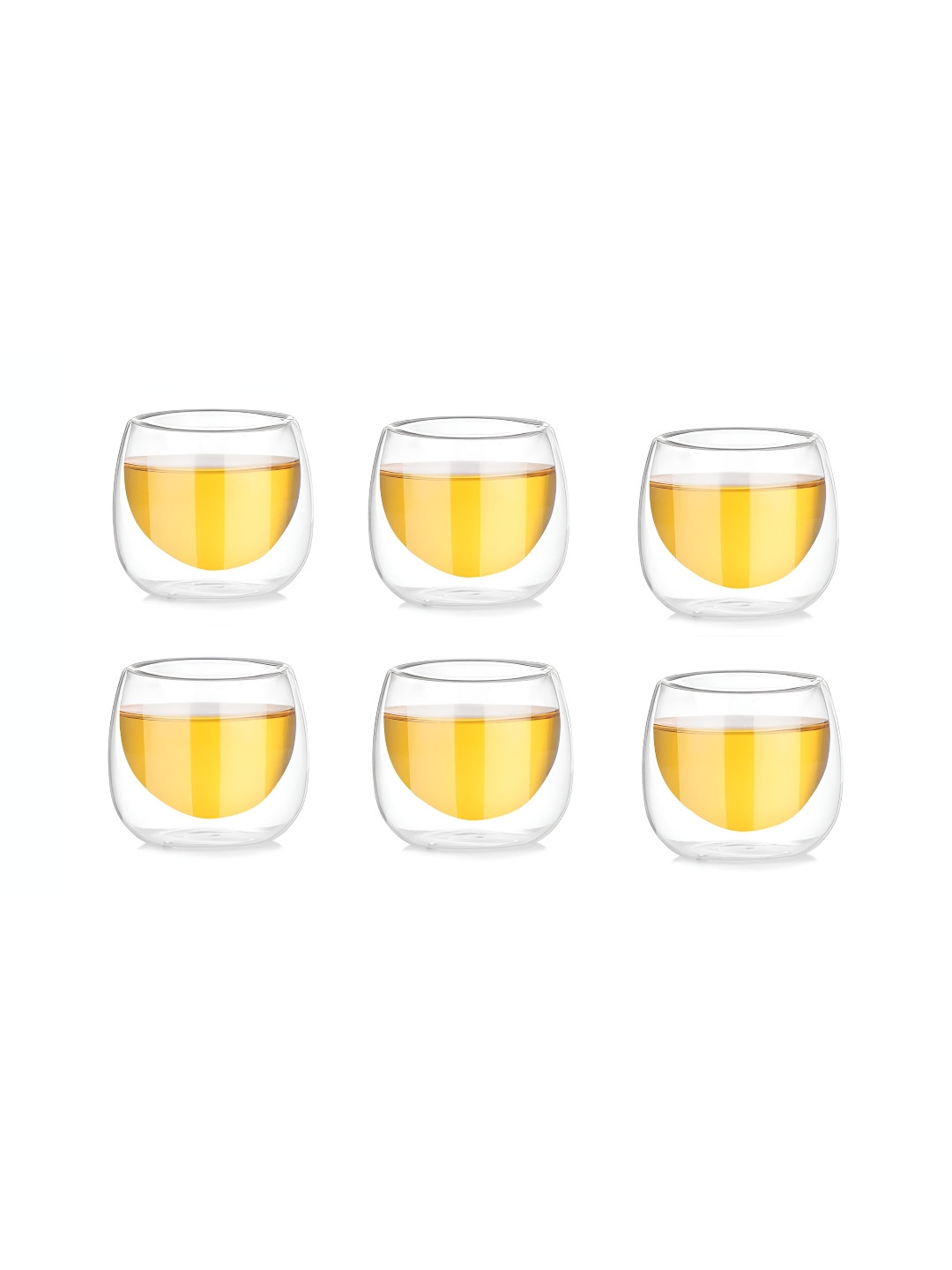 Baskety Attarctive Colourful Transparent Glass Handmade 6 Piece Mugs-80ml