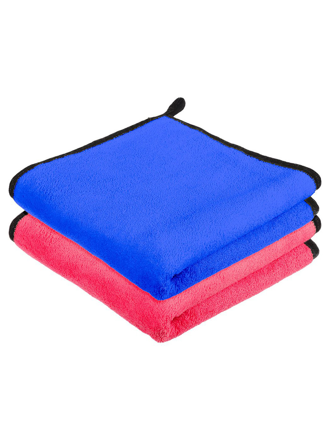 Kuber Industries Pack Of 2 Blue & Pink 400 GSM Microfiber Cleaning Cloth With Hanging Loop