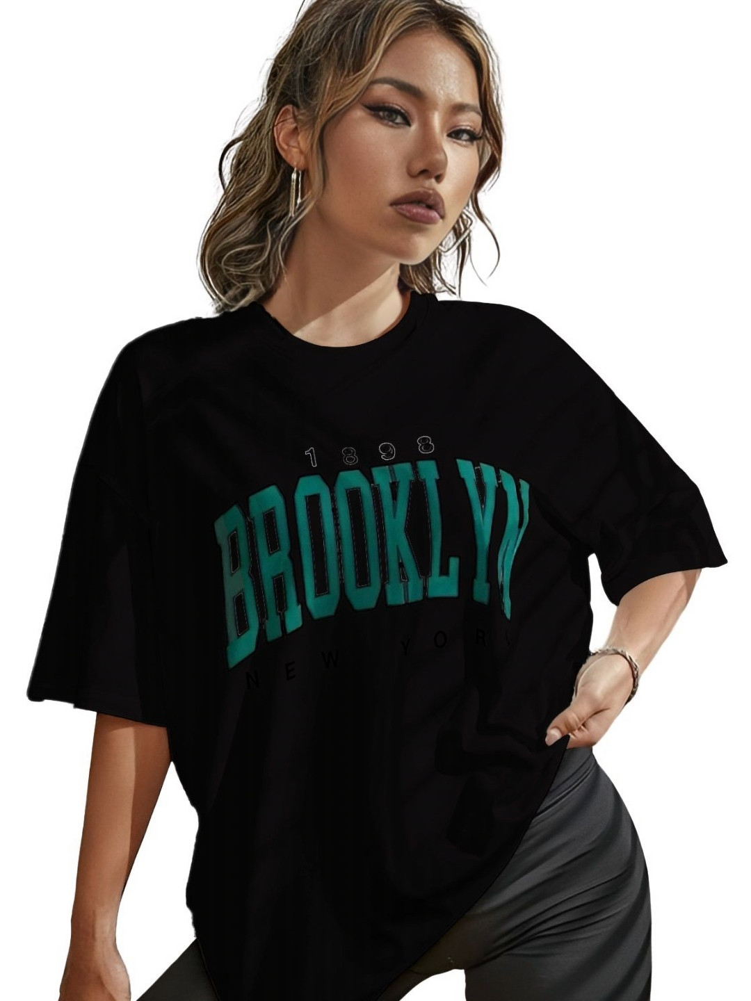 Women's Typography Printed Oversized T-shirt