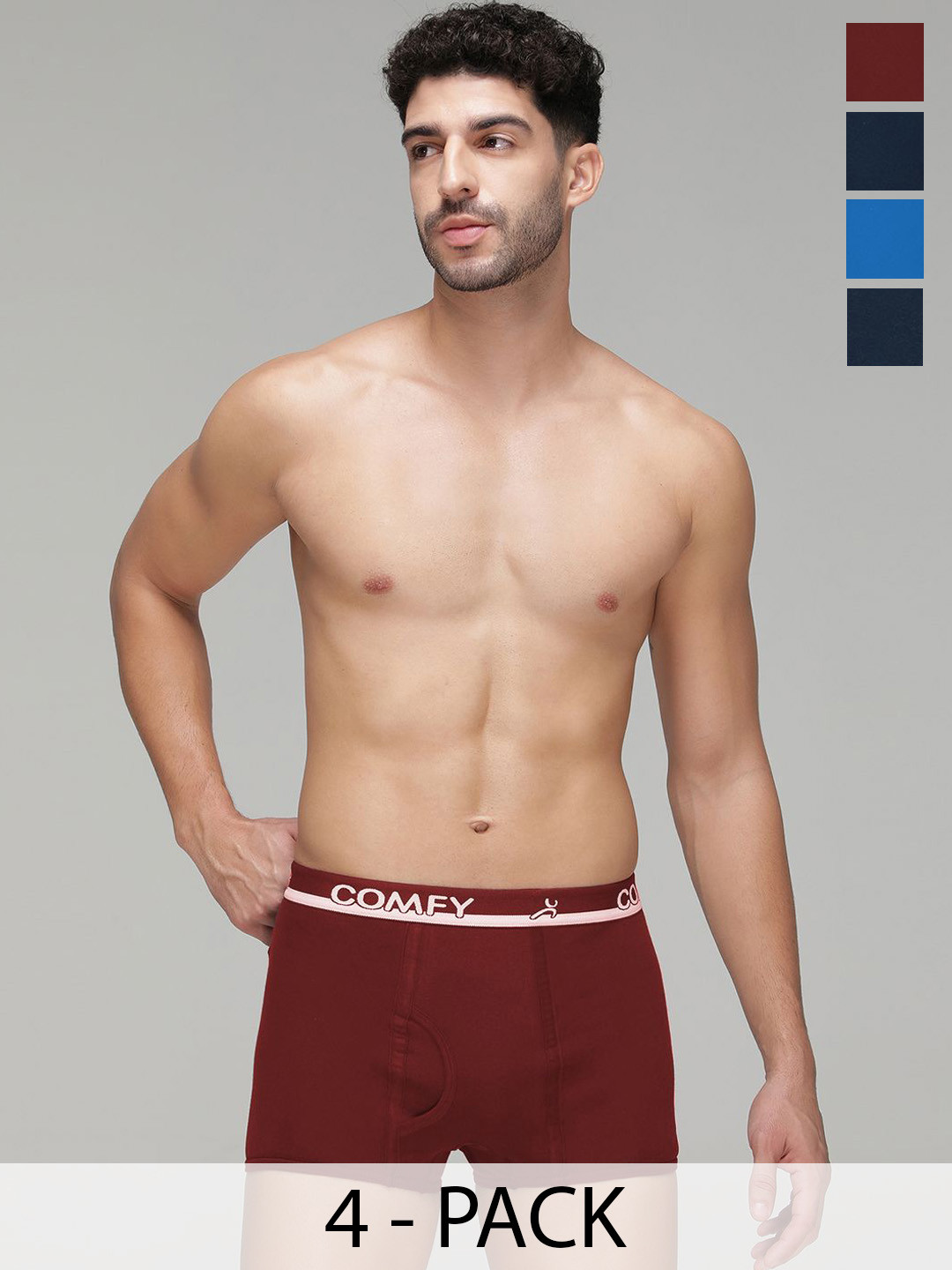 AMUL COMFY Pack Of 4 Pure Cotton Mini Trunks - AC-MTROE-AF-MA-SB-AF-S-4PC