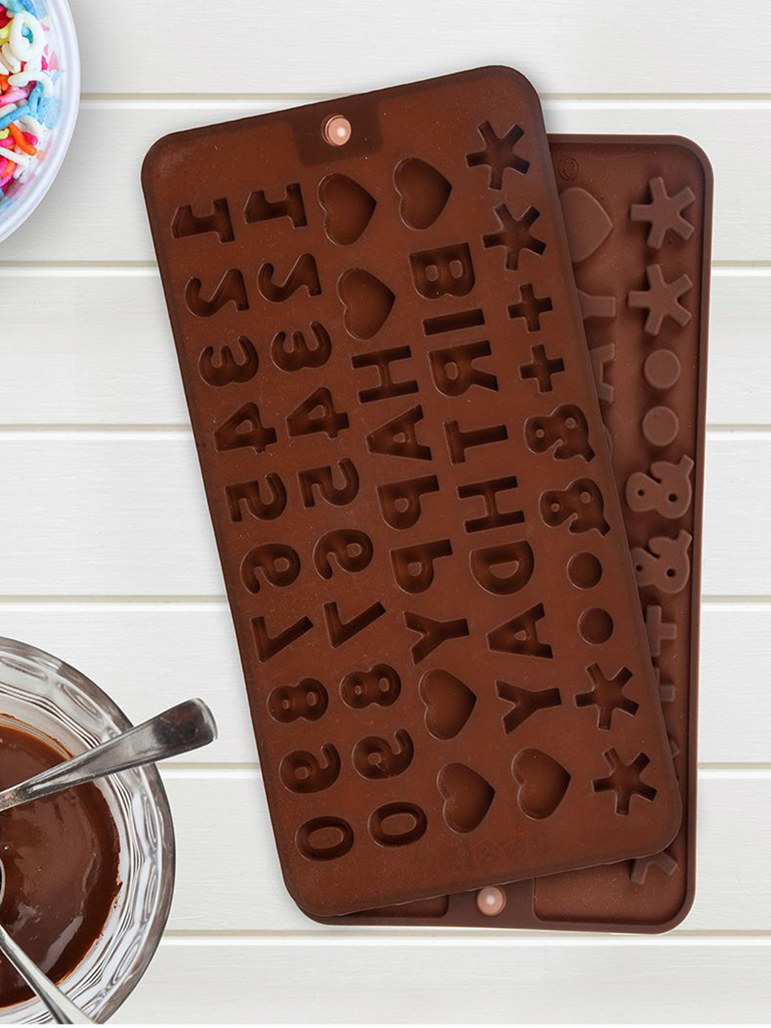 Kuber Industries Brown 2 Pieces Cookies Chocolate Mould Cake Tray