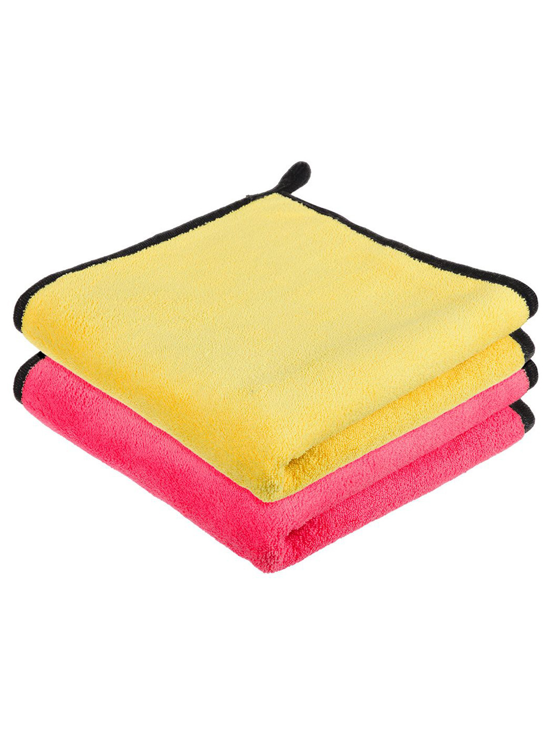 Kuber Industries Pack Of 2 Pink & Yellow Microfiber 400 GSM Cleaning Cloth