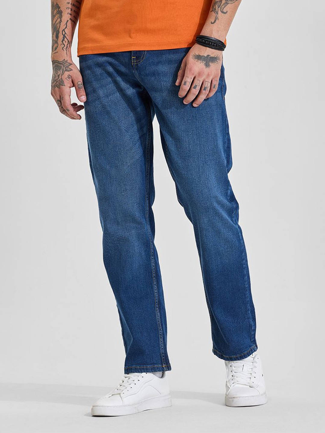 Snitch Men Regular Blue Mid-Rise Slim Fit Jeans