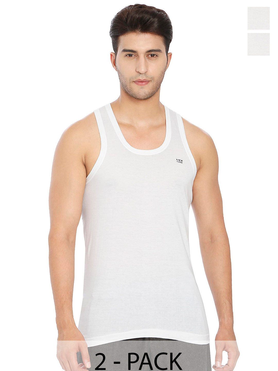 Lux Cozi store Pack Of 2 Gym Vests VANumber - LUX_005_2G_COZI_FINE_VEST_RN_WHITE_100