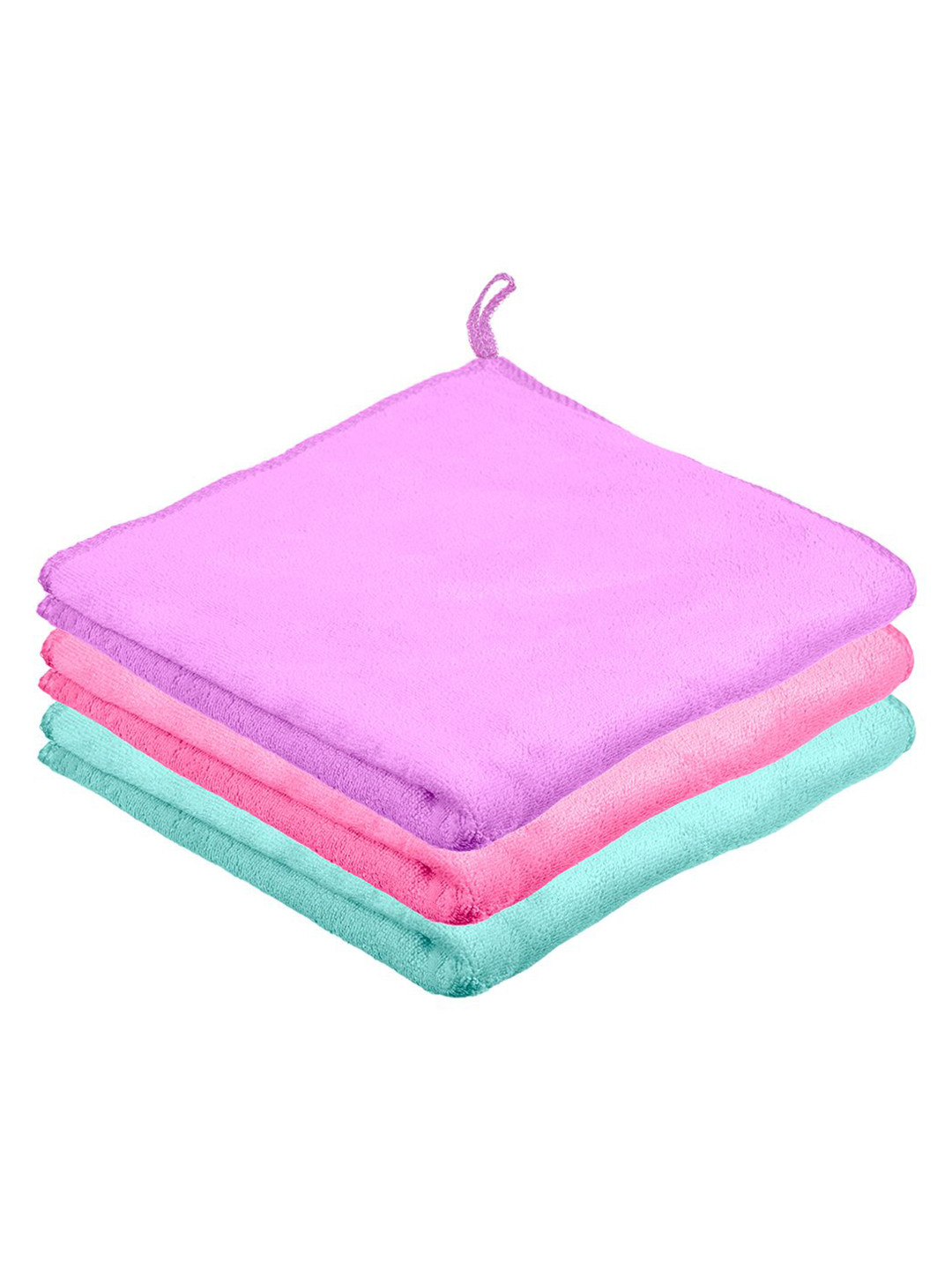 Kuber Industries Purple Pack Of 3 350 GSM Microfiber Cleaning Cloth With Hanging Loop