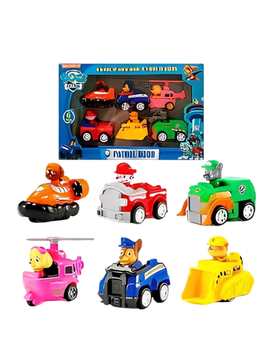ADKD Kids Set Of 6 Ready To Attack Pup Buddies With Pull Back Vehicles Toys