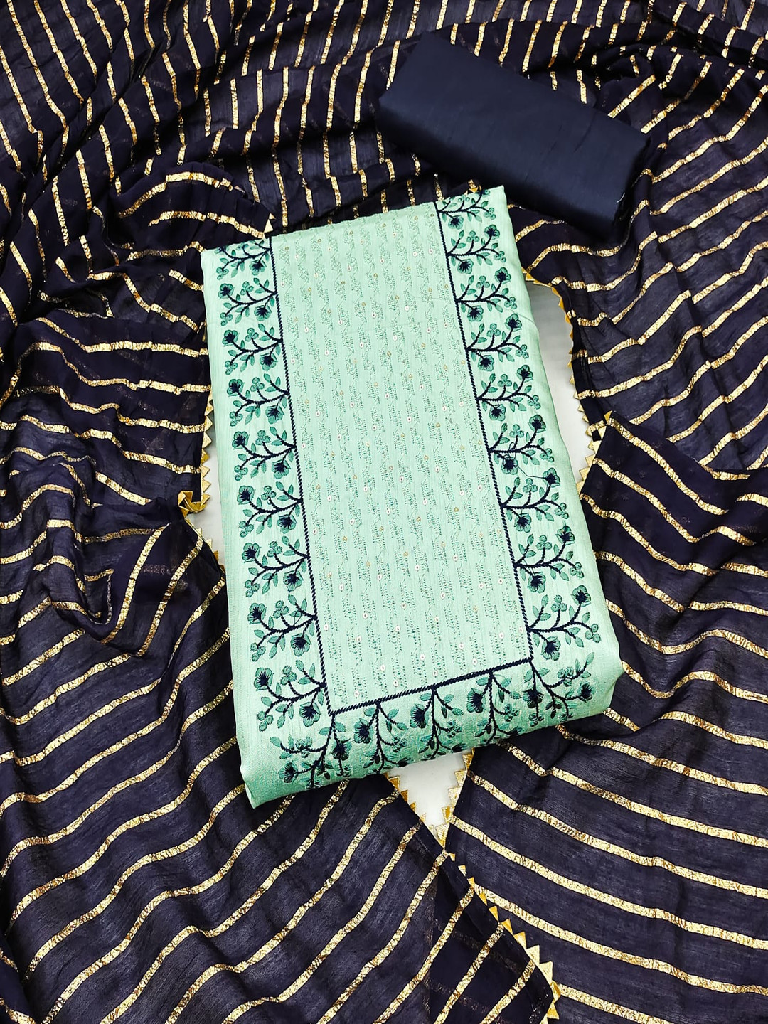 Rangtulika Ethnics Floral Embroidered Coco Silk Unstitched Dress Material