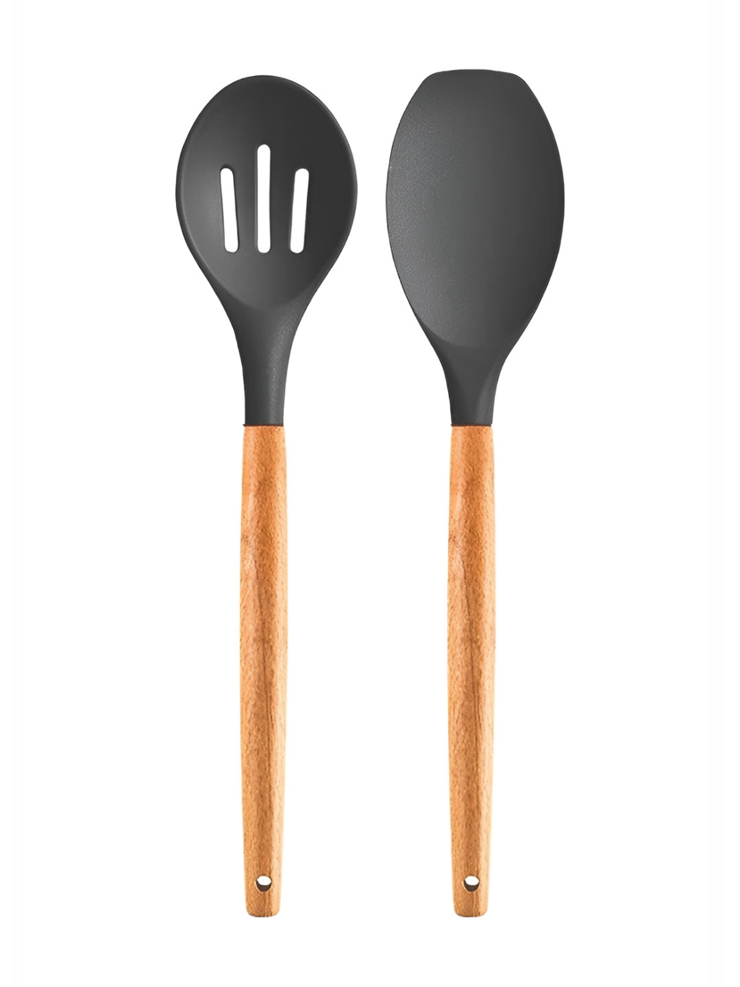 We3 Grey 2 Pieces Silicone Slotted Spoon And Spoon Spatula