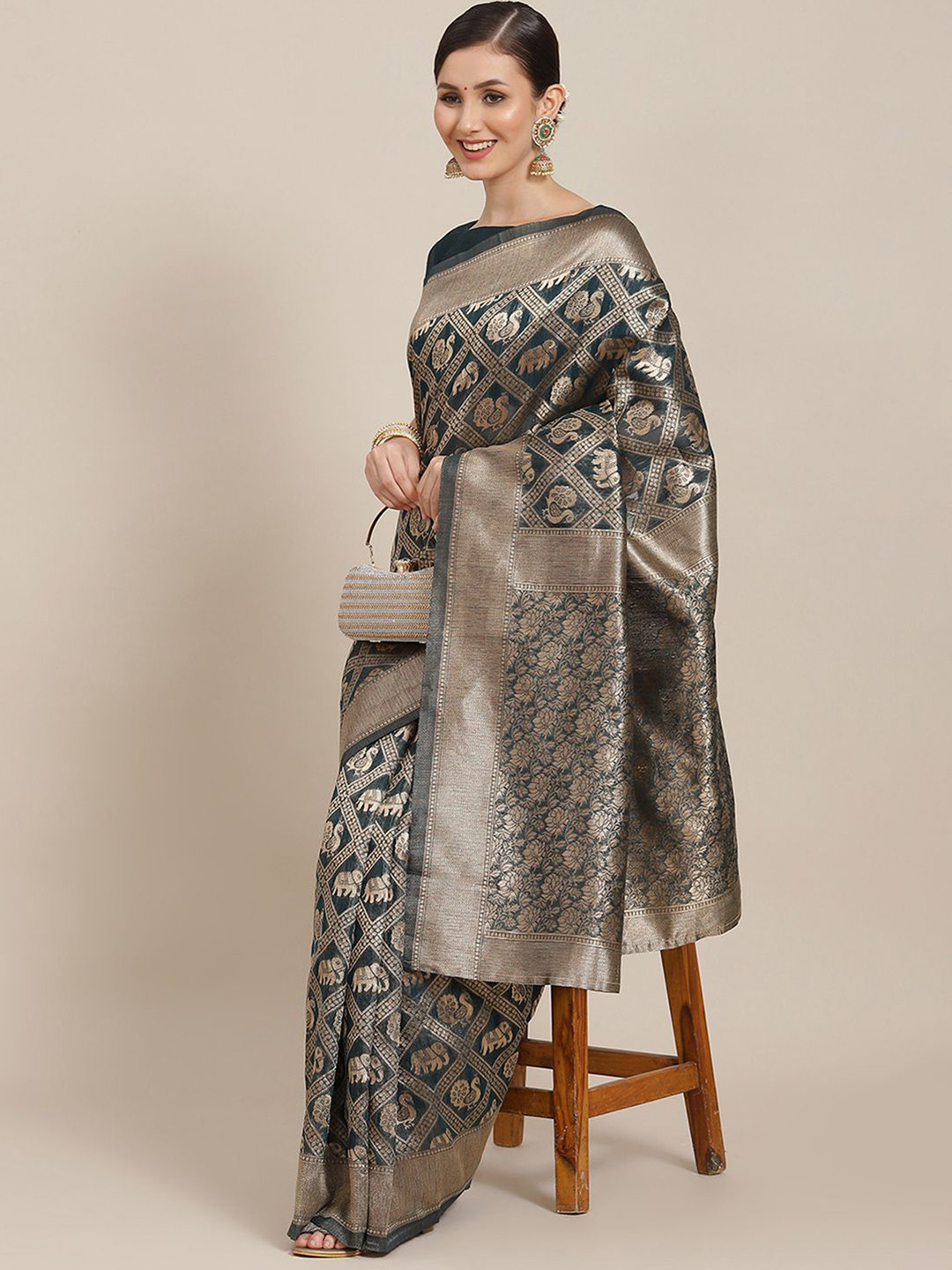 Anouk Rustic Kalamkari Zari Patola Saree