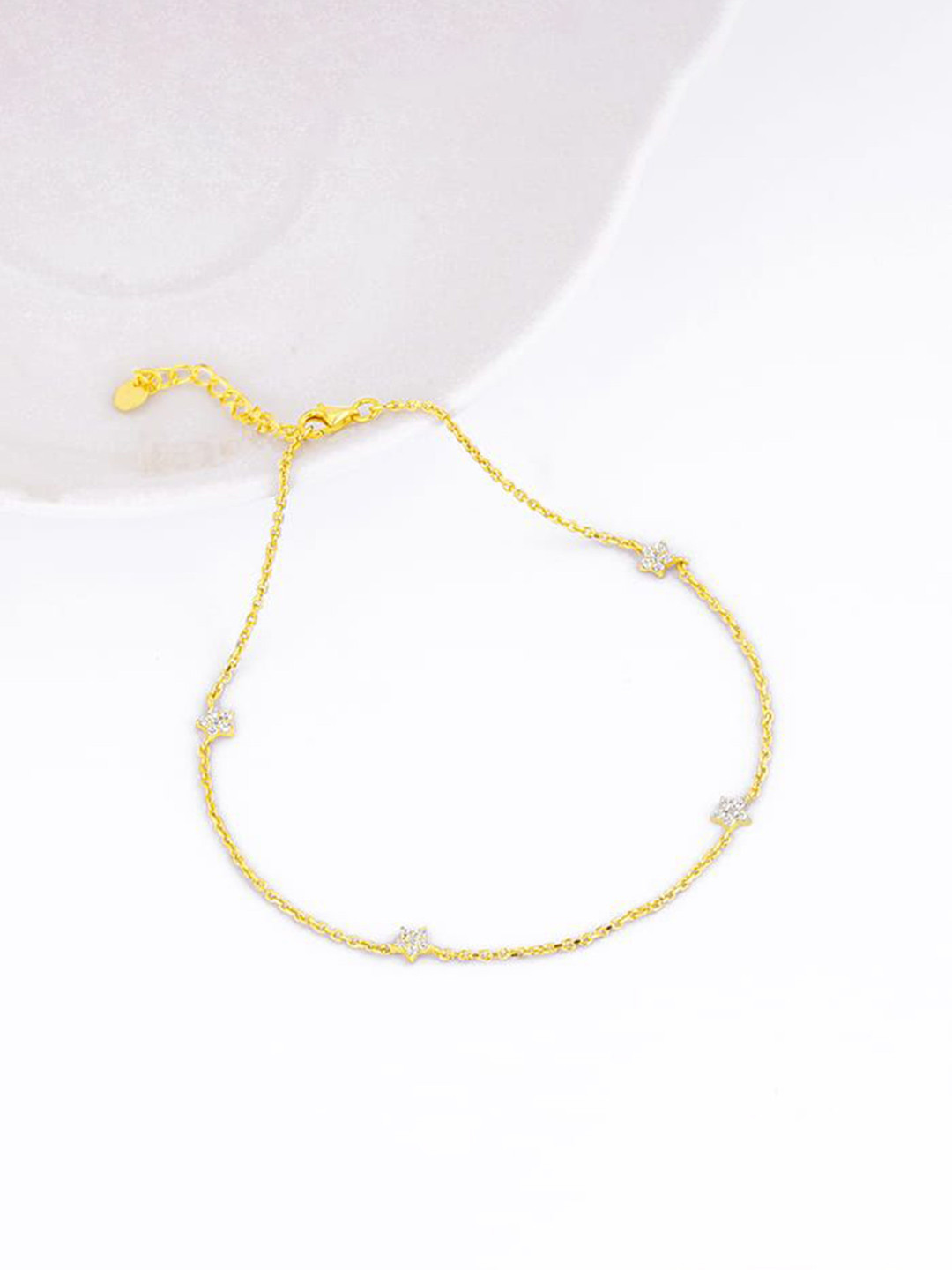 GIVA Star Constellation Set Of 2 925 Sterling Silver Gold-Plated Anklets